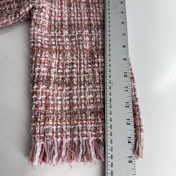 Zara Pink Tweed Crop Top Women's Large Fringe NWOT - Picture 9 of 12